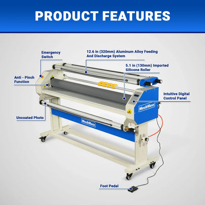 MechMaxx 120 Laminator 65" Wide Format Full-Auto Cold Heat Assisted Pneumatic Machine 4 Trimmers Infrared Heating Digital Control New
