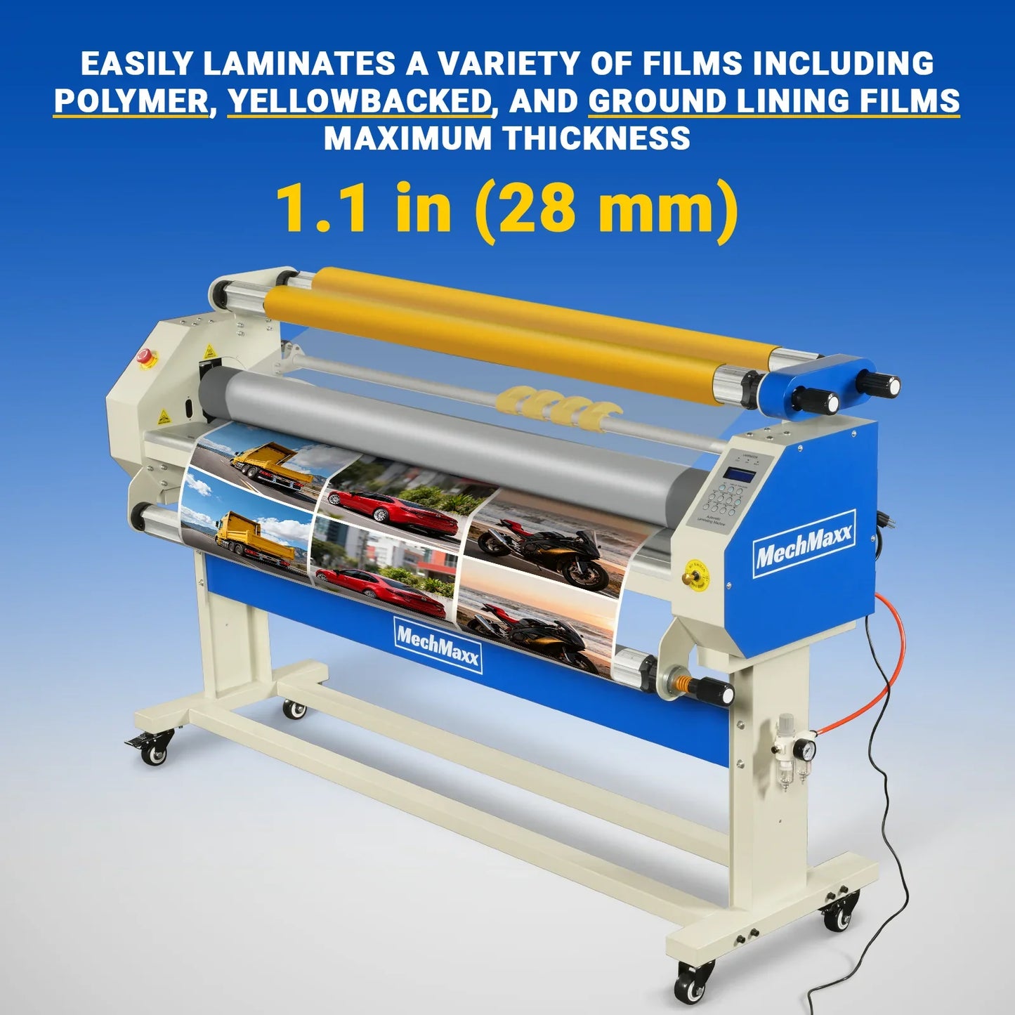 MechMaxx 120 Laminator 65" Wide Format Full-Auto Cold Heat Assisted Pneumatic Machine 4 Trimmers Infrared Heating Digital Control New