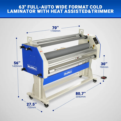 MechMaxx 250 Laminator 67" Wide Format Full Auto Cold Heat Assisted Pneumatic Machine 4 Trimmers Infrared Heating Digital Control New