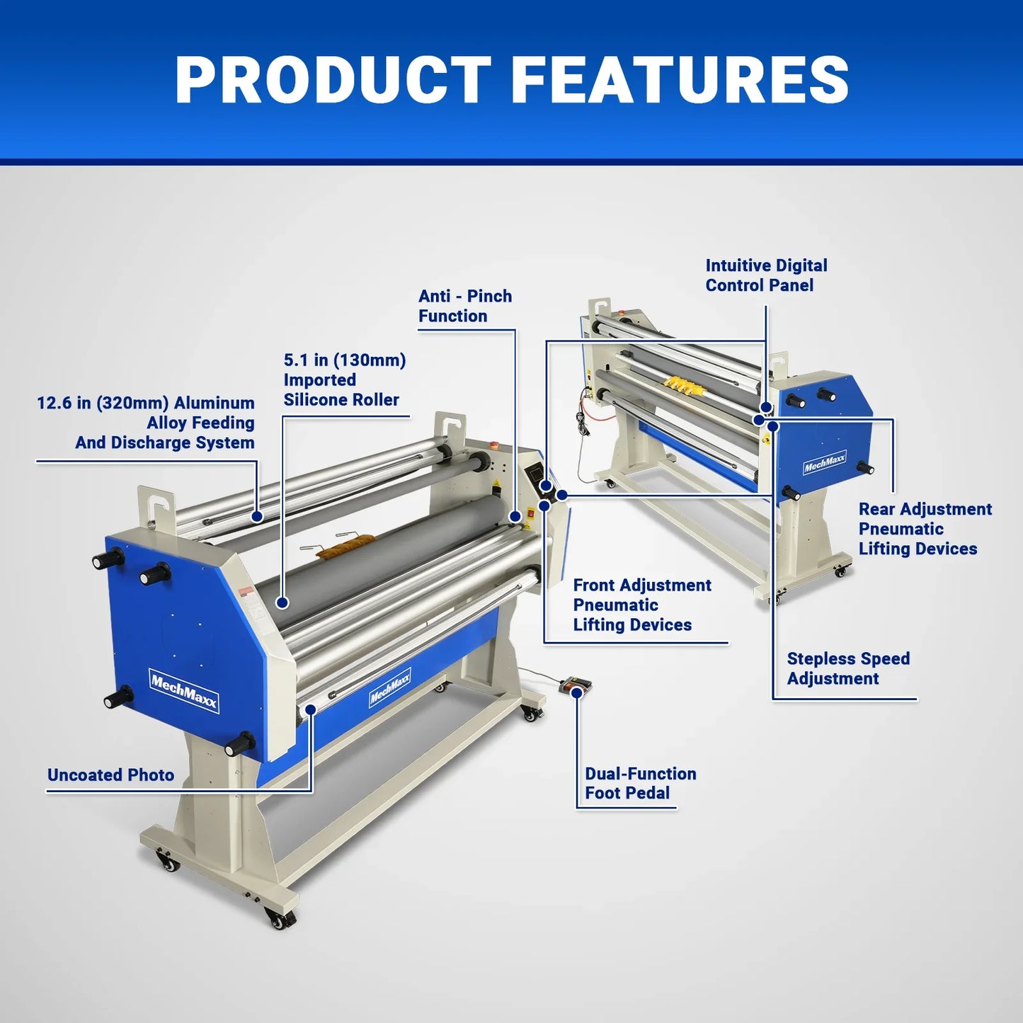 MechMaxx 250 Laminator 67" Wide Format Full Auto Cold Heat Assisted Pneumatic Machine 4 Trimmers Infrared Heating Digital Control New