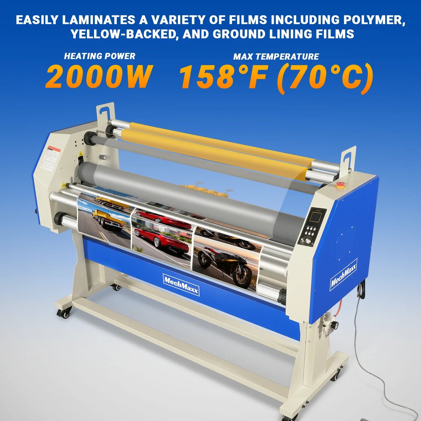 MechMaxx 250 Laminator 67" Wide Format Full Auto Cold Heat Assisted Pneumatic Machine 4 Trimmers Infrared Heating Digital Control New