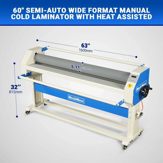 MechMaxx 1600-C2 Laminator 63" Wide Format Pneumatic Manual Cold Laminating Machine Portable Stand Included New