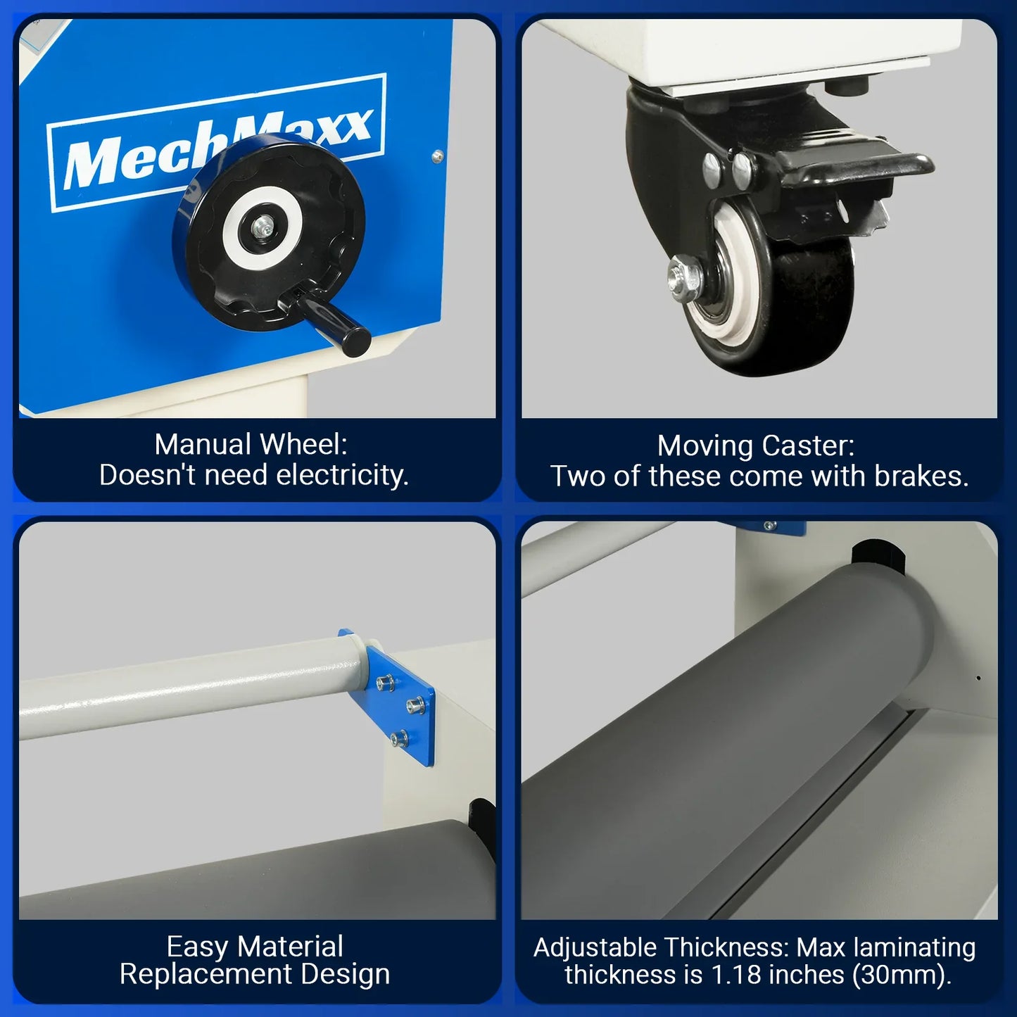 MechMaxx 1600-C2 Laminator 63" Wide Format Pneumatic Manual Cold Laminating Machine Portable Stand Included New