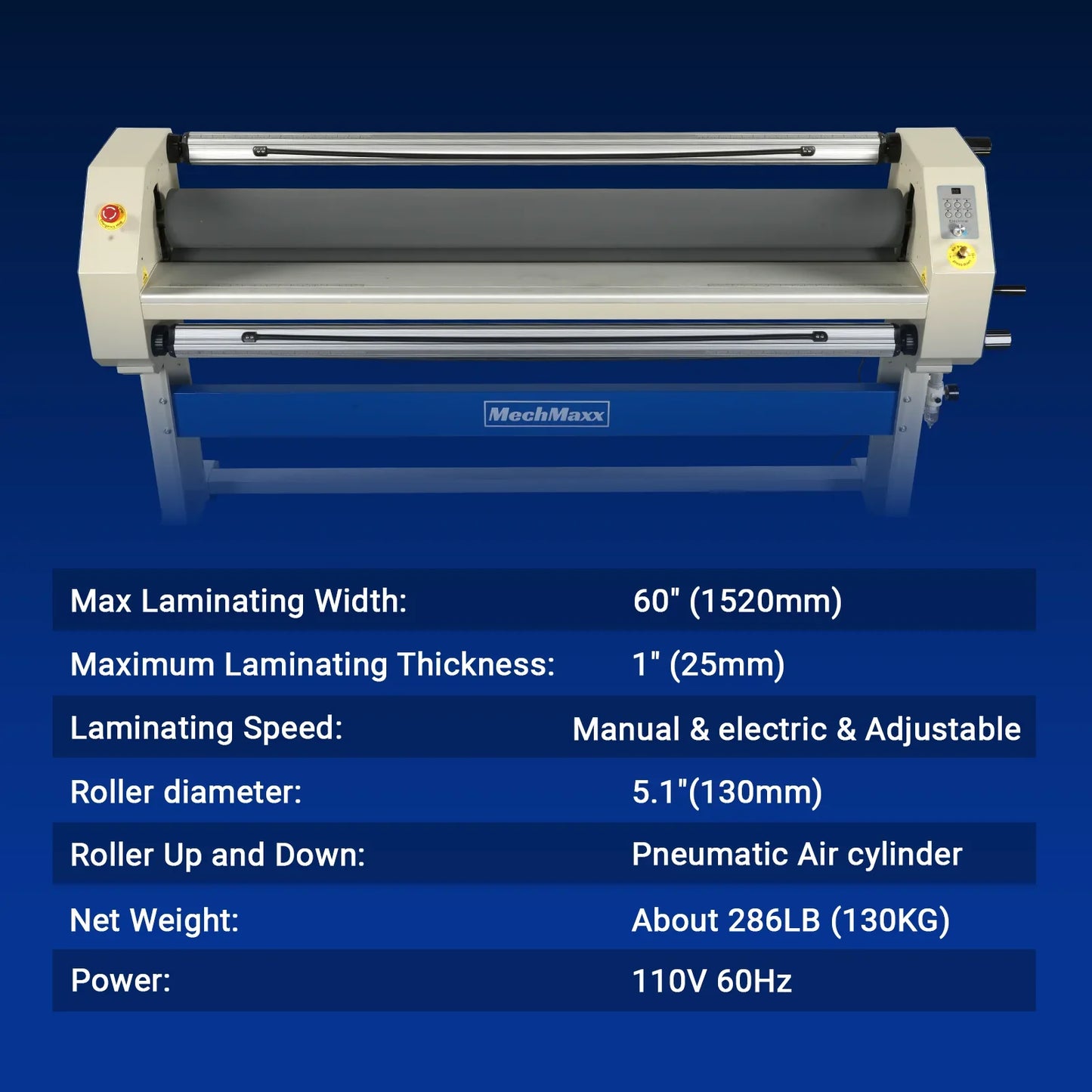 MechMaxx 1600-C3Pro Laminator 63" Wide Format Pneumatic Manual Cold Laminating Machine Portable Stand New