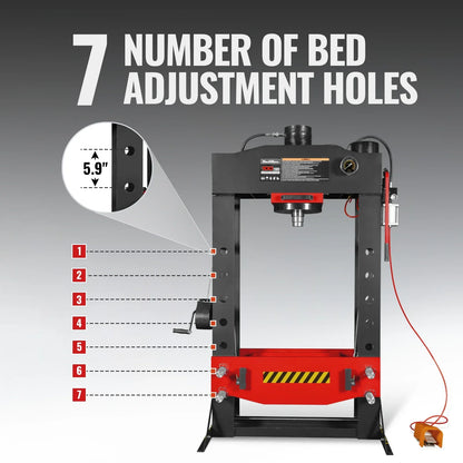 MechMaxx HSP100 Hydraulic Shop Press 100 Ton H-Frame Air/Hydraulic Hand Winch Foot Pedal Safety Guard Fully Welded Steel Frame New