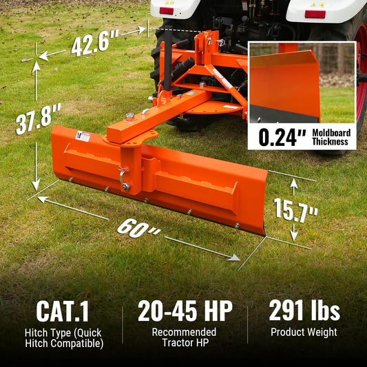 MechMaxx RB60S Rear Blade 60" 6-Way 3 Point Hitch Tractor Attachment New