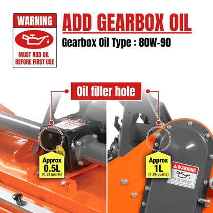 MechMaxx RSB48 Rotary Tiller 48" Stone Burier Reverse Rotary Tiller 3 Point Hitch Cat.1 Chain Drive PTO Shaft Included Slip Clutch 20-45 HP New