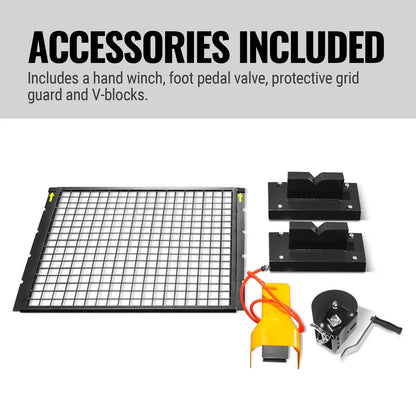 MechMaxx HSP100 Hydraulic Shop Press 100 Ton H-Frame Air/Hydraulic Hand Winch Foot Pedal Safety Guard Fully Welded Steel Frame New