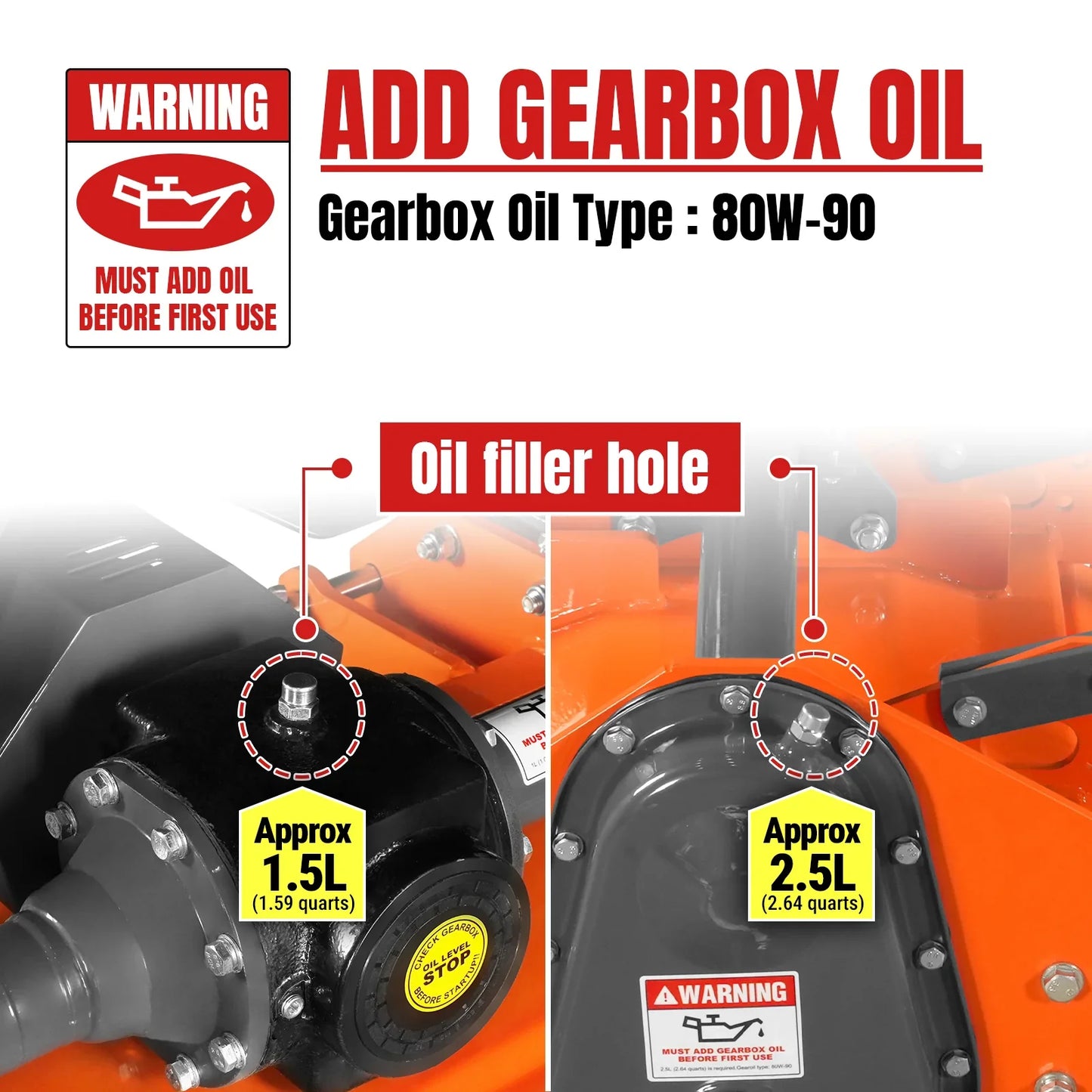 MechMaxx HRT90 Rotary Tiller 90" Heavy Duty 3 Point Hitch Cat.2 Gear Drive PTO Shaft Included Slip Clutch 50-90 HP New