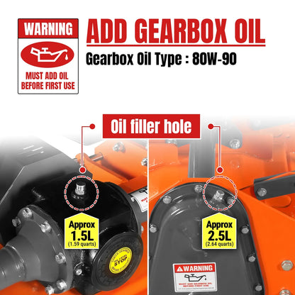 MechMaxx HRT90 Rotary Tiller 90" Heavy Duty 3 Point Hitch Cat.2 Gear Drive PTO Shaft Included Slip Clutch 50-90 HP New