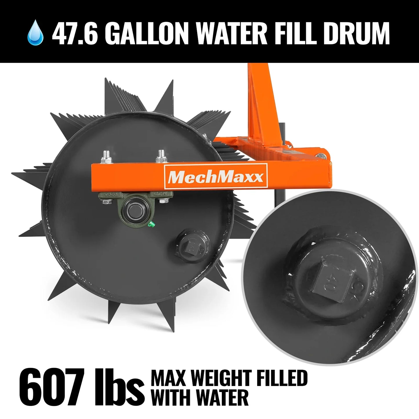 MechMaxx DSA72 Drum Spike Aerator 72" Cat. 1 3-Point Hitch Tractor Attachment New