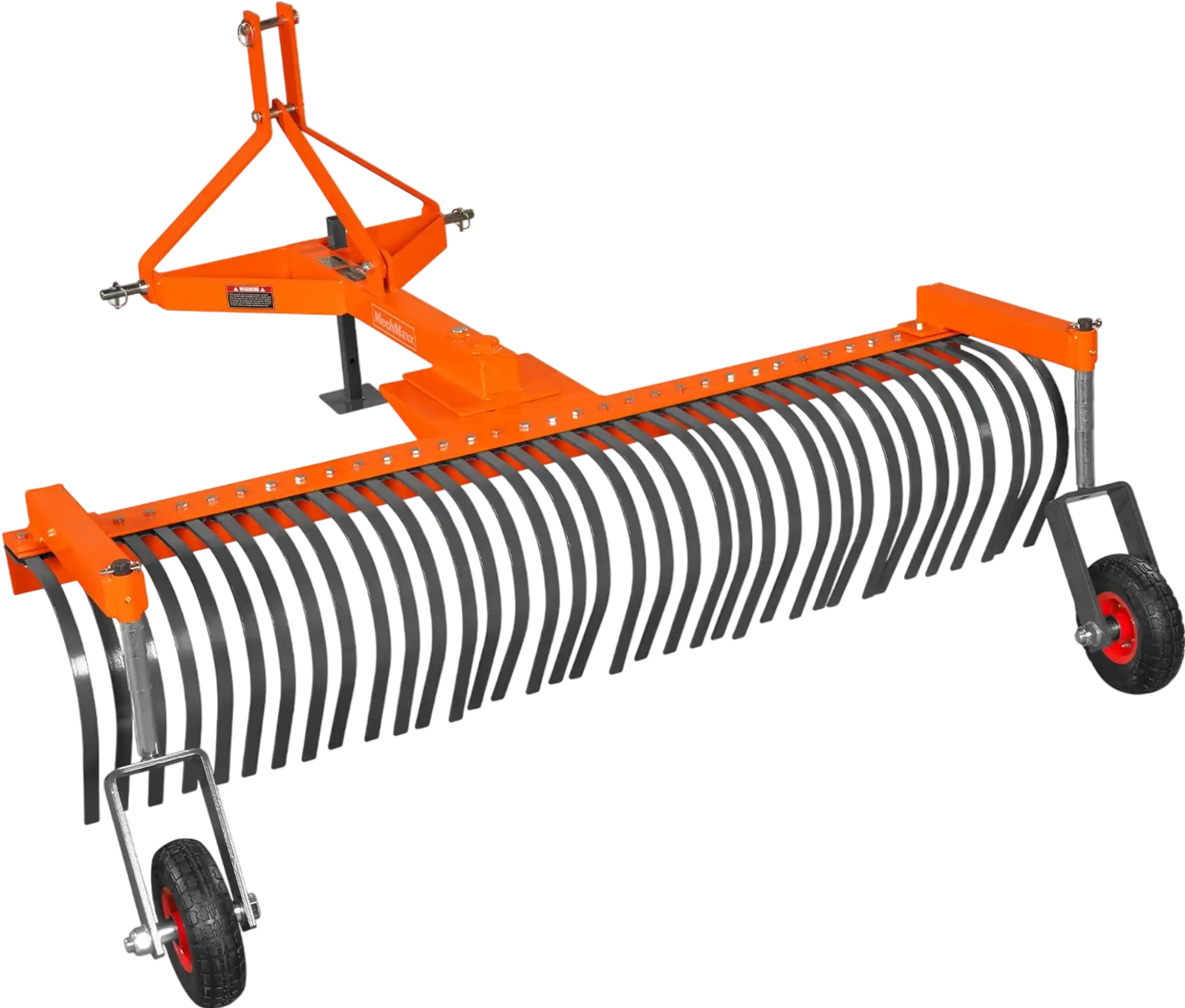 MechMaxx LR72W Landscape Rake 72" Bolt-On Wheels 36 Tines 3 Point Hitch Tractor Attachment New