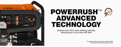Generac GP8000E 8000W/10000W Electric Start PowerRush Gas Generator w/ 20 foot cord