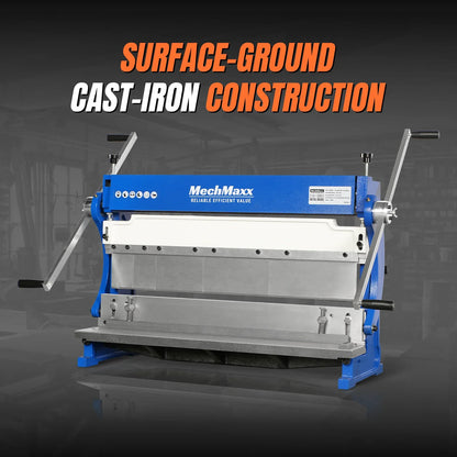 MechMaxx MMCB3016 3"-1 Sheet Metal Machine 30" Pan and Box Brake Slip Roll Shear Bending Machine 20 Gauge Mild Steel Adjustable Fingers Heavy Duty New