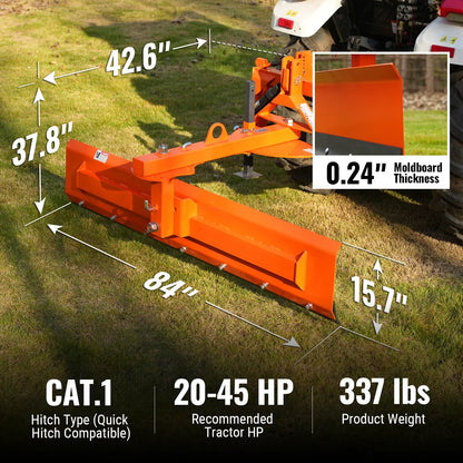 MechMaxx RB84S Rear Blade 84" 6-Way 3 Point Hitch Tractor Attachment New