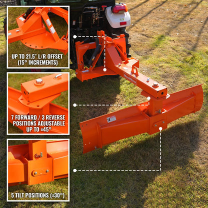MechMaxx RB84SE Rear Blade 84" Heavy Duty 6-Way 3 Point Hitch Tractor Attachment New
