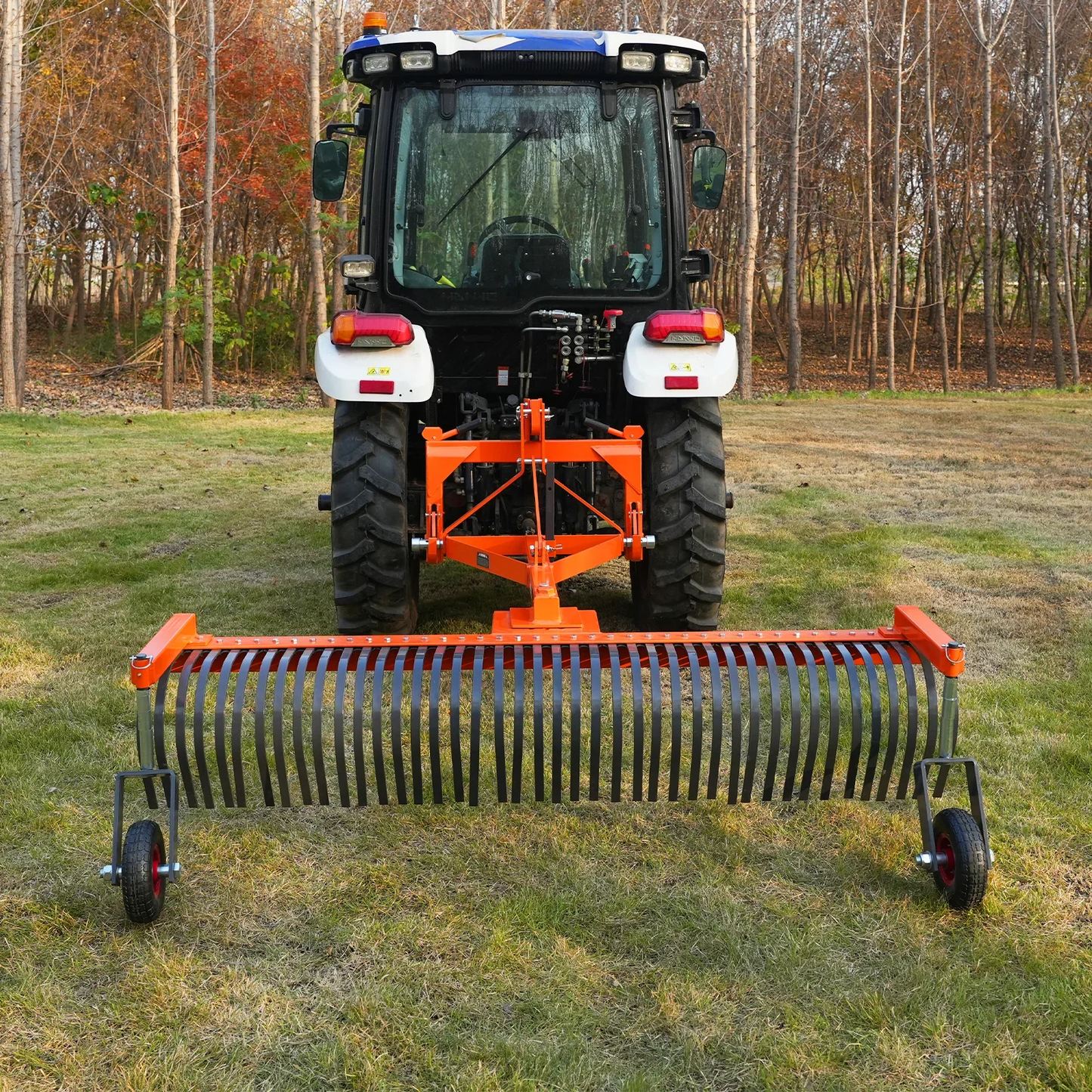 MechMaxx LR84W Landscape Rake 84" Bolt-On Wheels 42 Tines 3 Point Hitch Tractor Attachment New