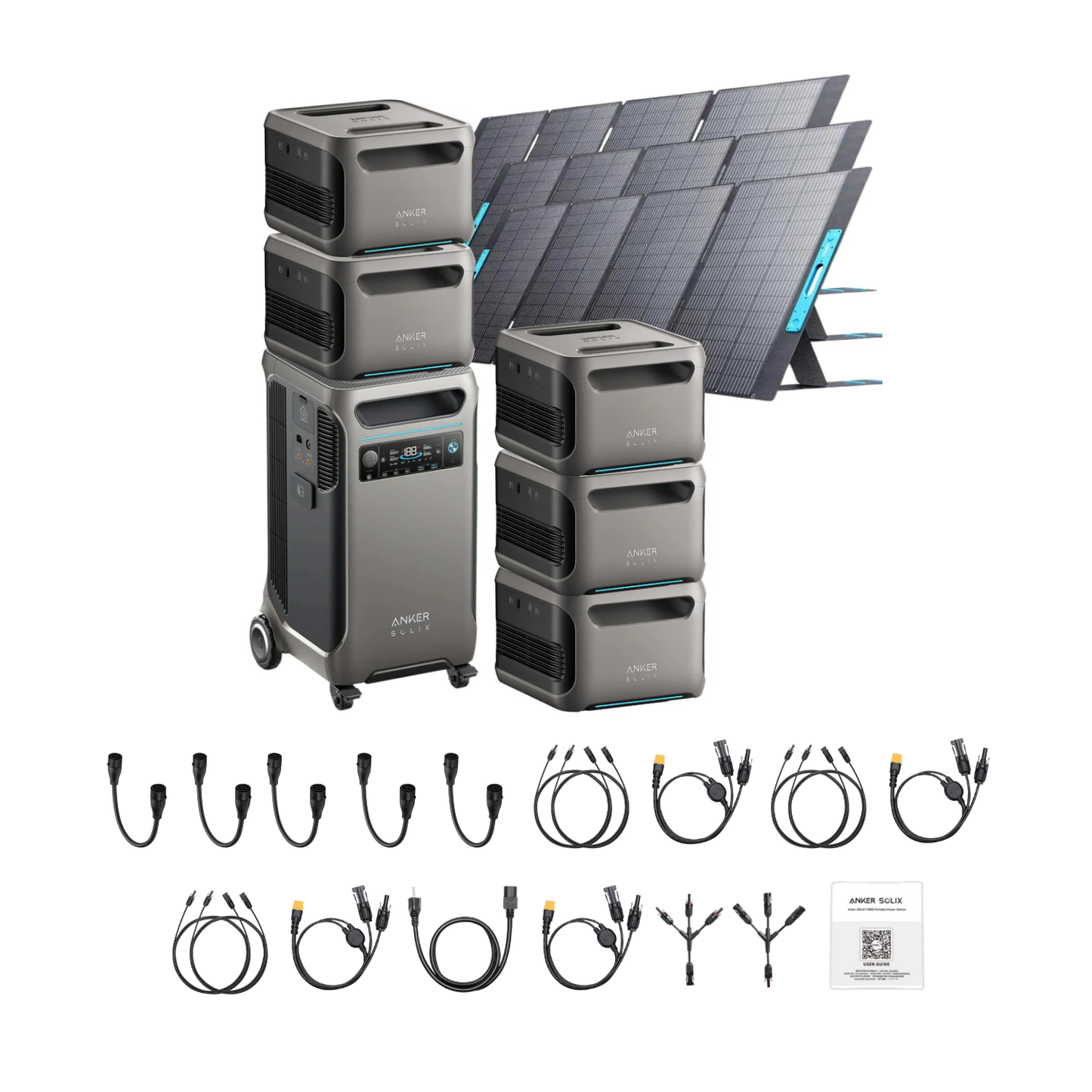 Anker SOLIX F3800 Portable Power Station +5 x  Expansion Battery + 3x 400W Portable Solar Panel Inclusions