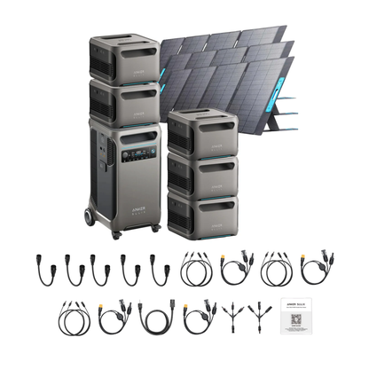 Anker SOLIX F3800 Portable Power Station +5 x  Expansion Battery + 3x 400W Portable Solar Panel Inclusions