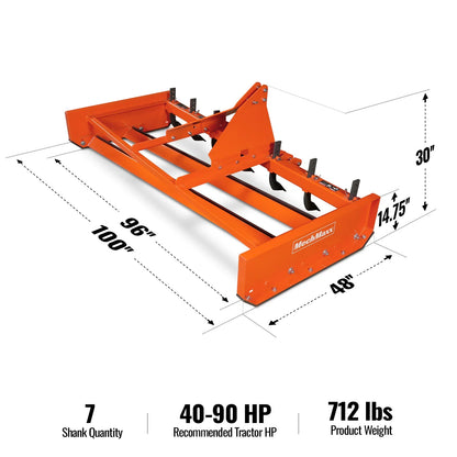 MechMaxx LP96 Land Leveler 96" Heavy Duty Land Plane Scraper Grader with Shanks 3 Point Hitch New