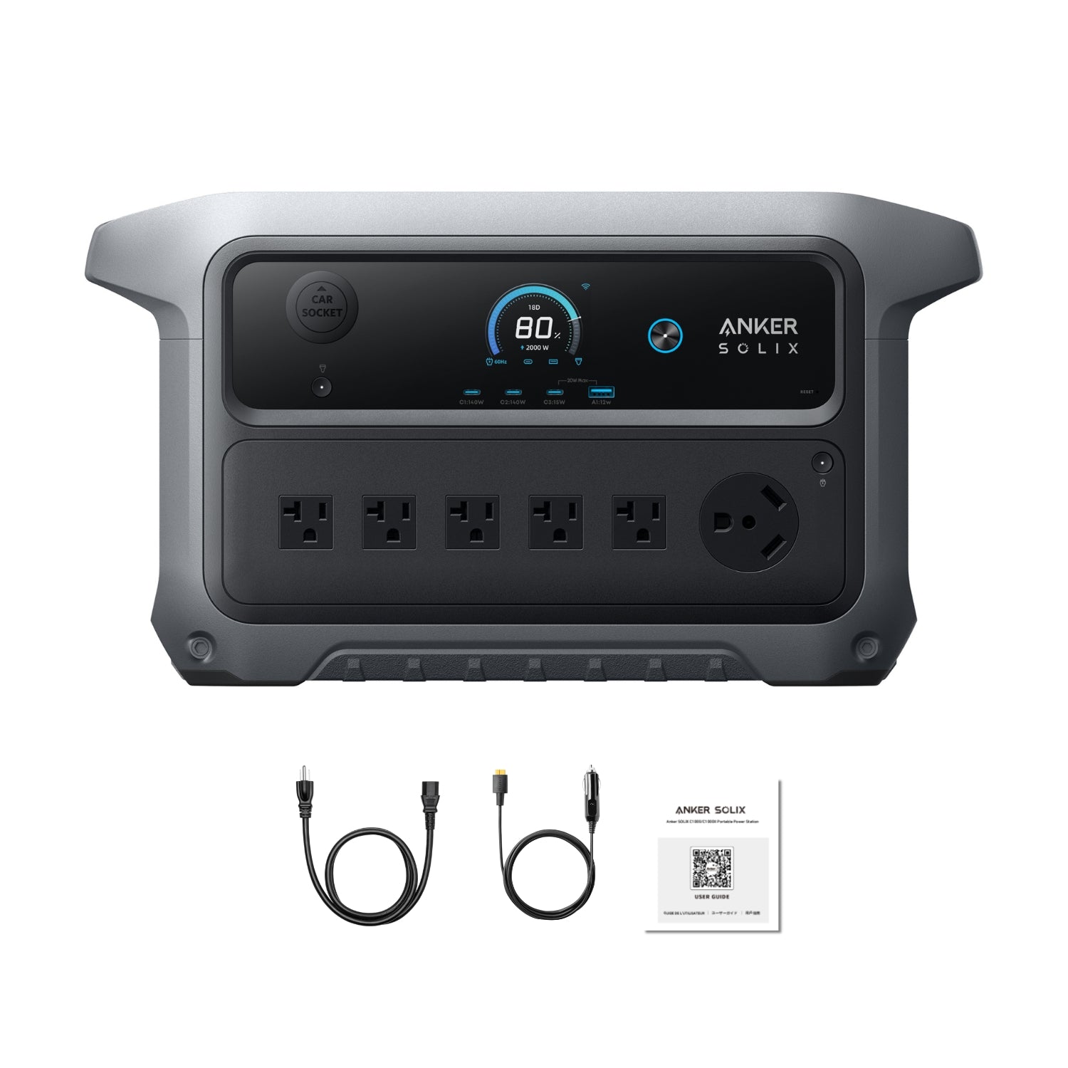 Anker SOLIX C2000 Gen 2 Front View With Inclusions
