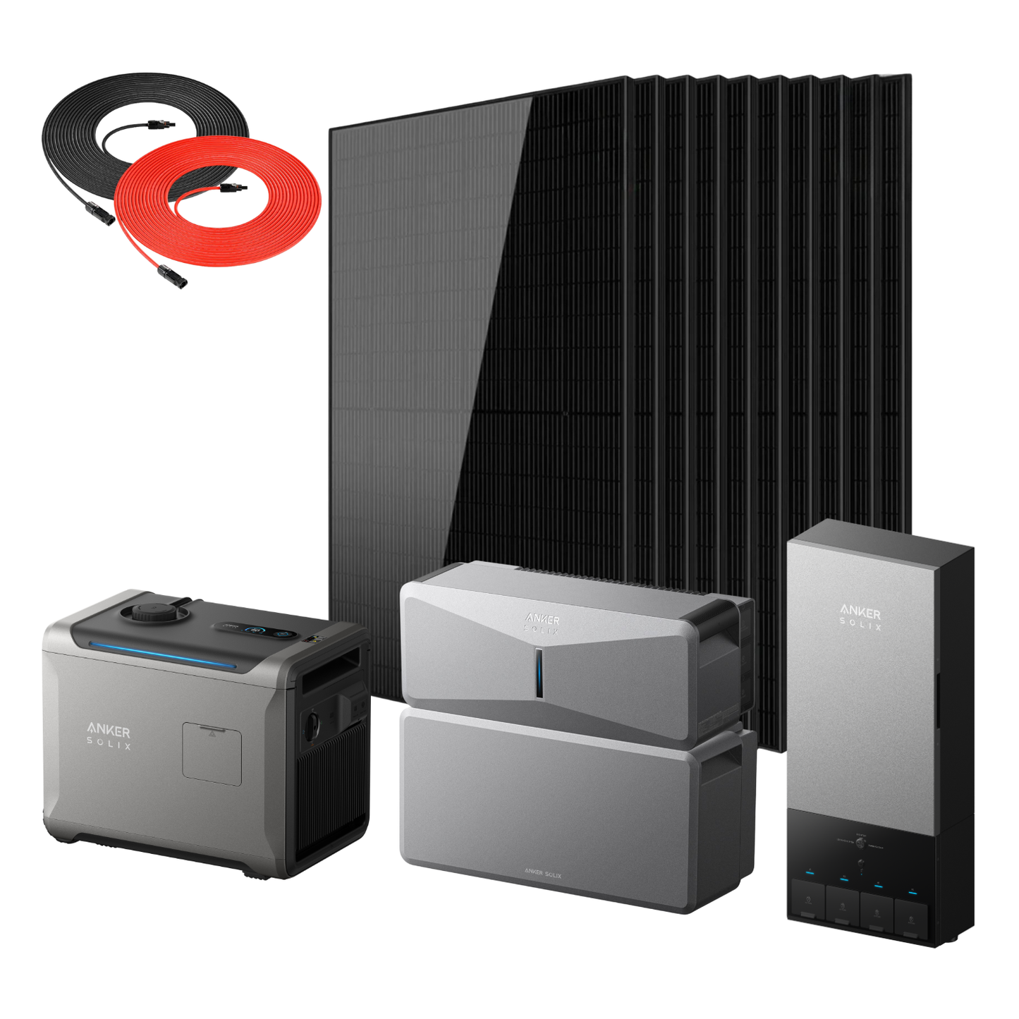 Anker SOLIX E10 Infinite Home Backup Kit with ten 440W Rigid Solar Panels and a Rich Solar Panel Extension Cable