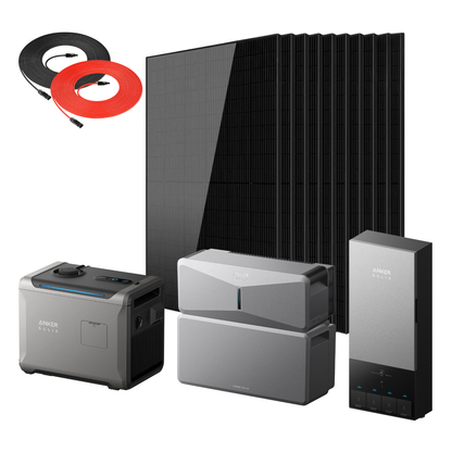 Anker SOLIX E10 Infinite Home Backup Kit with ten 440W Rigid Solar Panels and a Rich Solar Panel Extension Cable