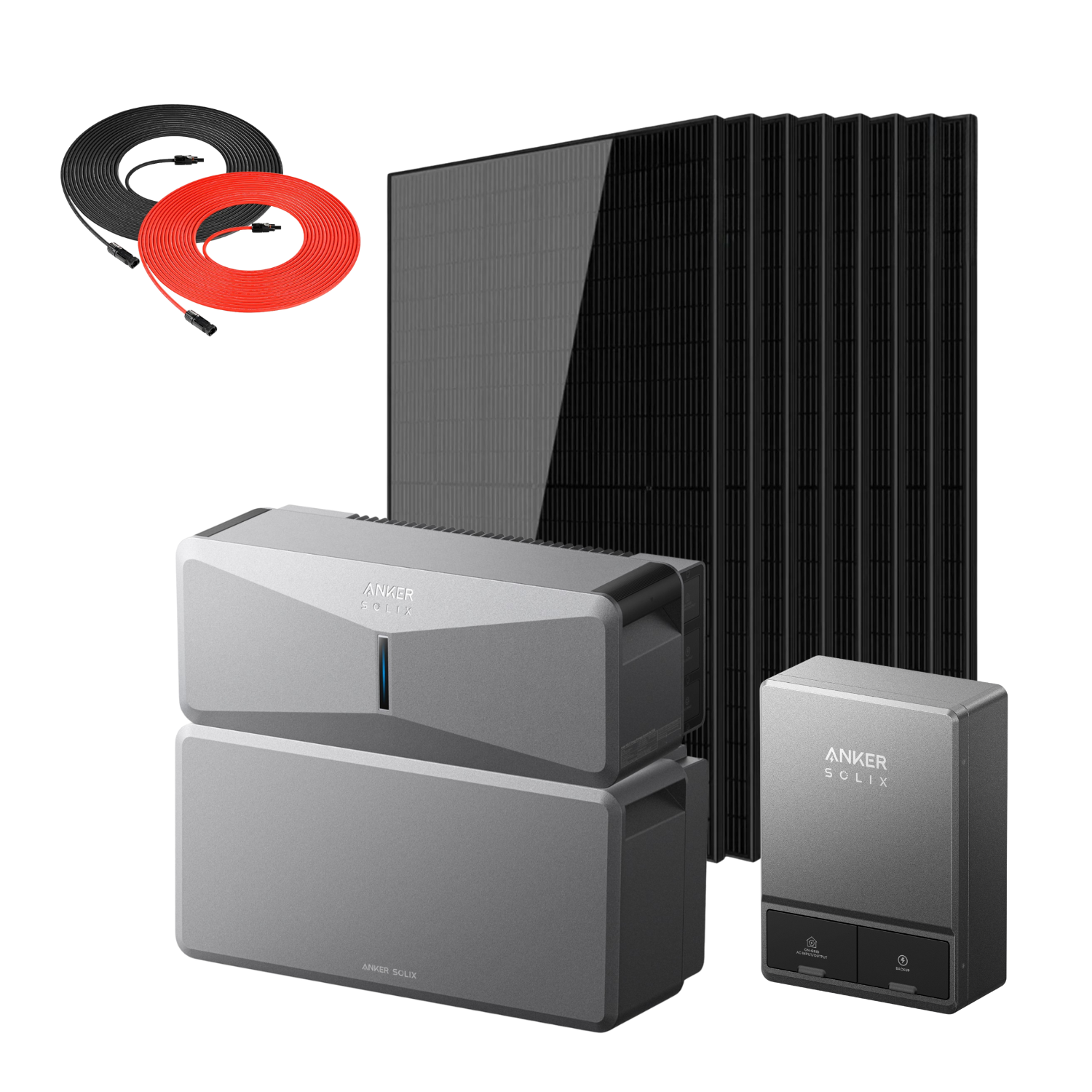 Anker SOLIX E10 Manual Home Backup Kit with eight 440W Rigid Solar Panels and a Rich Solar Panel Extension Cable