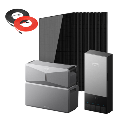 Anker SOLIX E10 Smart Home Backup Kit with ten 440W Rigid Solar Panels and a Rich Solar Panel Extension Cable