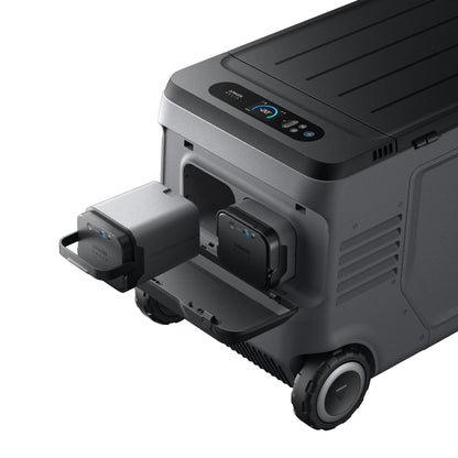 Anker SOLIX EverFrost 2 Electric Cooler 40L back view with close-up of battery