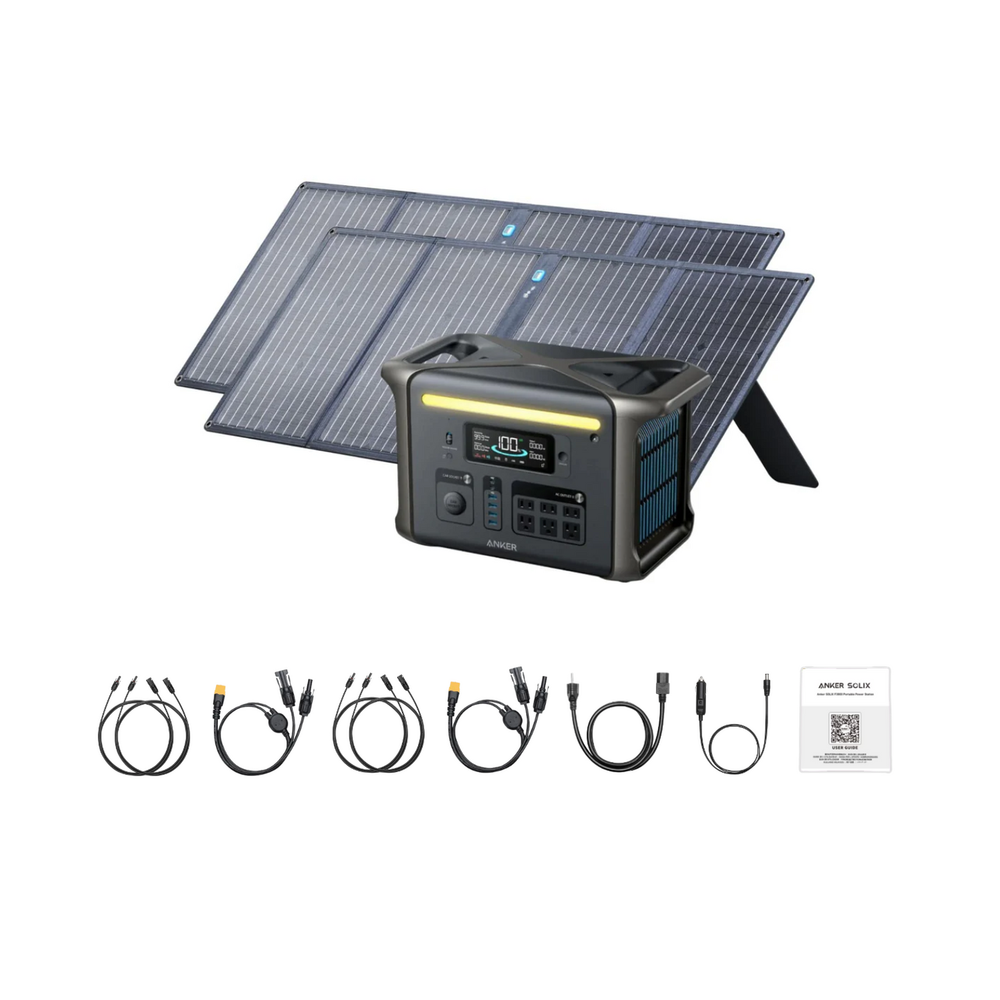 Anker SOLIX F1500 Portable Power Station + 2 x 100W Portable Solar Panel Inclusions