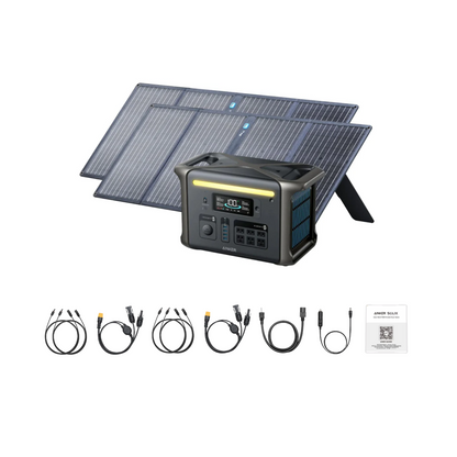 Anker SOLIX F1500 Portable Power Station + 2 x 100W Portable Solar Panel Inclusions