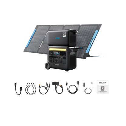 Anker SOLIX F2600 Portable Power Station + 1 x 200W Portable Solar Panel + 1 x Expansion Battery Inclusions