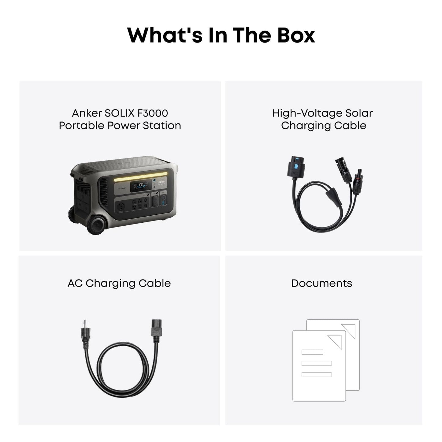 Anker SOLIX F3000 Portable Power Station included in the box