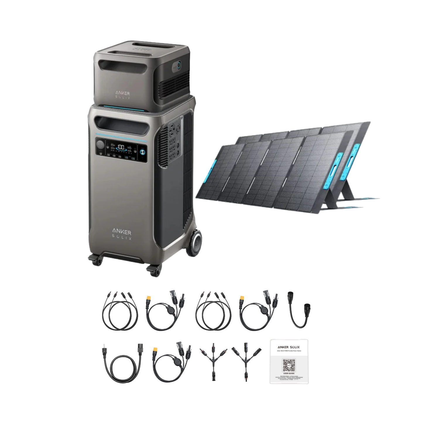 Anker SOLIX F3800 Portable Power Station +1 x  Expansion Battery + 2 x 400W Portable Solar Panel Inclusions