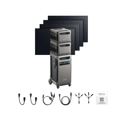 Anker SOLIX F3800 Portable Power Station +2 x  Expansion Battery + 4 x 410W Rigid Solar Panel Inclusions