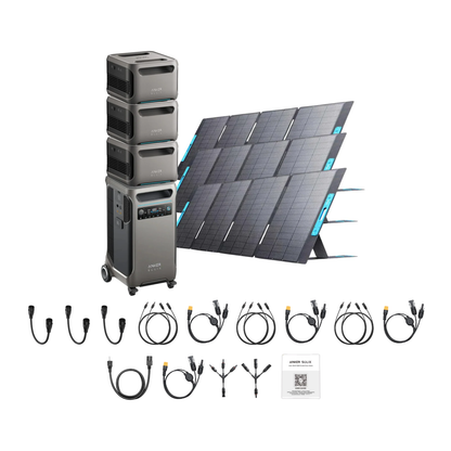 Anker SOLIX F3800 Portable Power Station +3 x  Expansion Battery + 3 x 400w Portable Solar Panel Inclusions