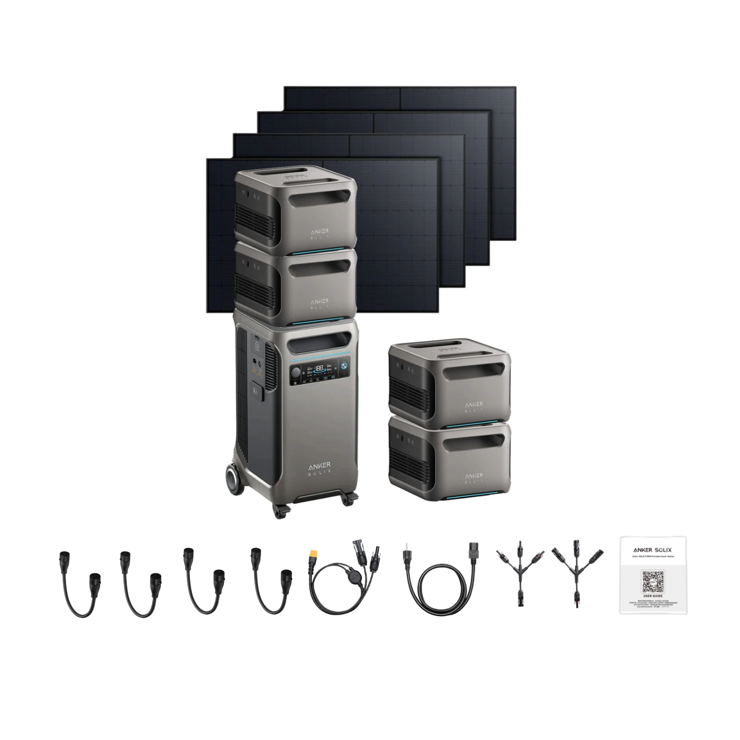Anker SOLIX F3800 Portable Power Station +4 x  Expansion Battery + 4 x 410W Rigid Solar Panel Inclusions