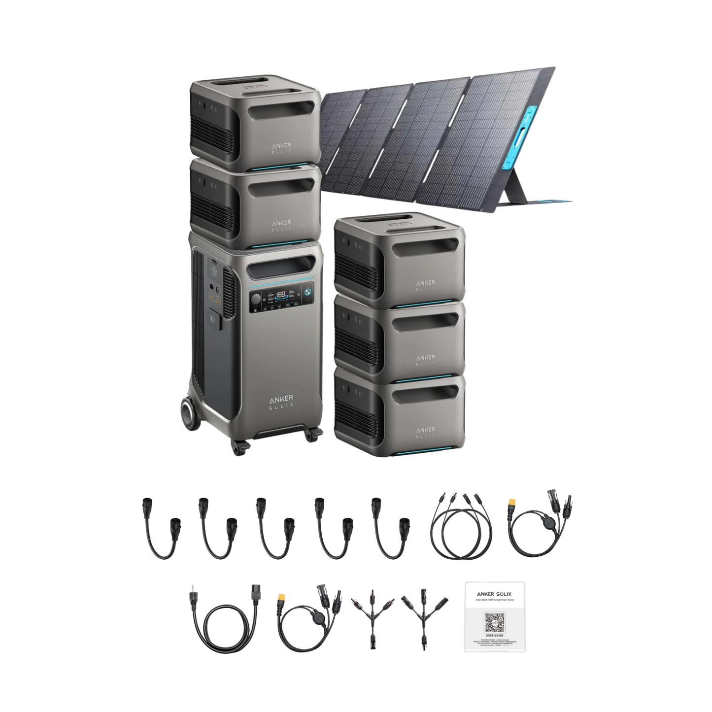 Anker SOLIX F3800 Portable Power Station +5 x  Expansion Battery + 1x 400W Portable Solar Panel Inclusions