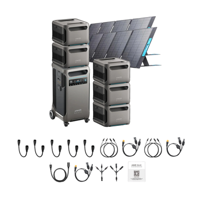 Anker SOLIX F3800 Portable Power Station +5 x  Expansion Battery + 2x 400W Portable Solar Panel Inclusions