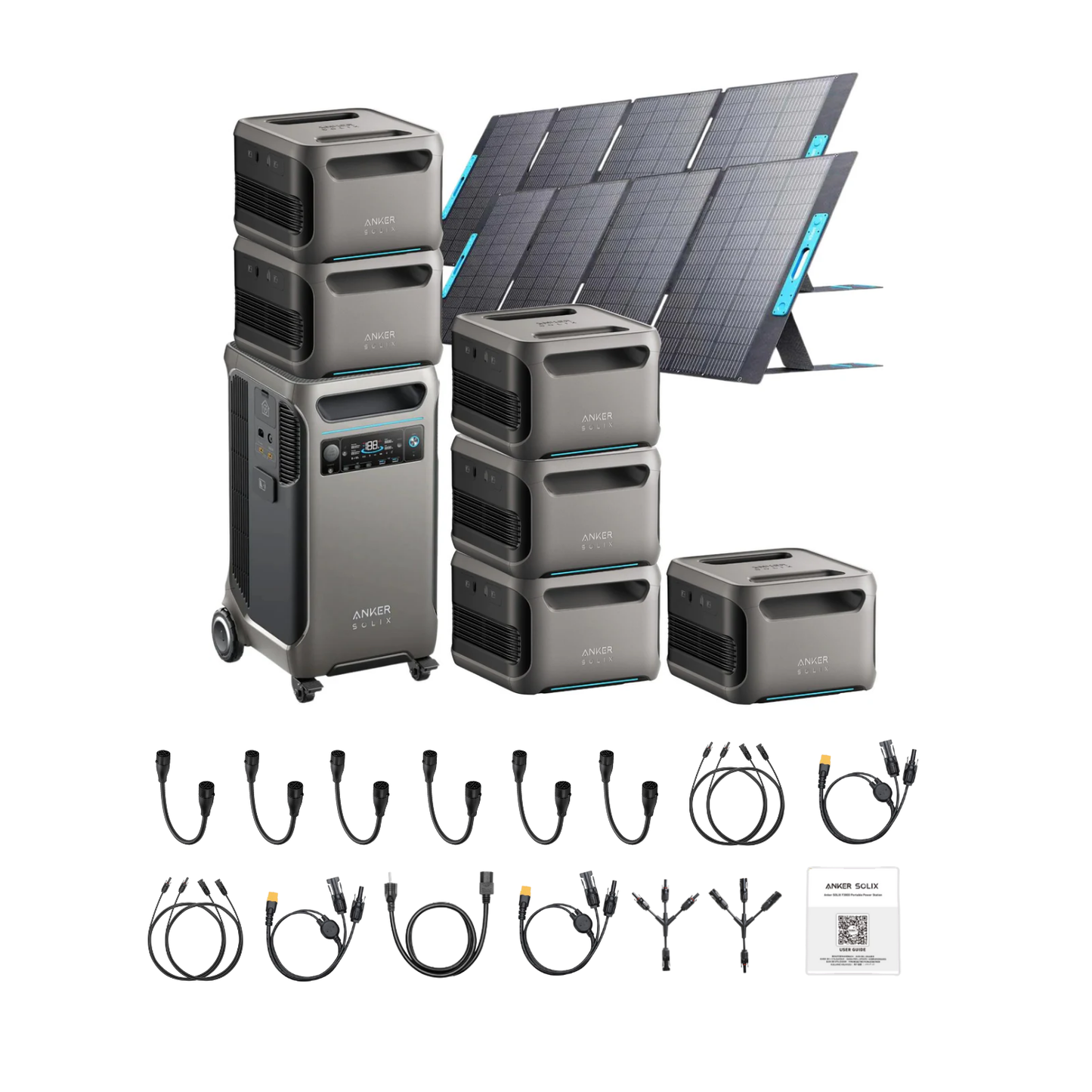 Anker SOLIX F3800 Portable Power Station +6 x  Expansion Battery + 2 x 400W Portable Solar Panel Inclusions