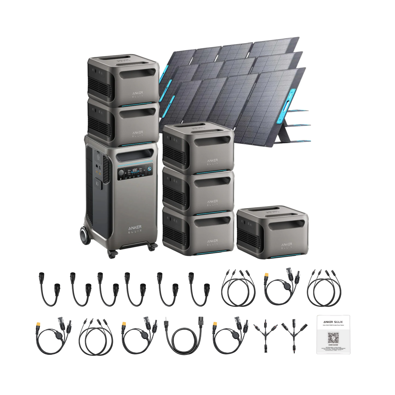 Anker SOLIX F3800 Portable Power Station +6 x  Expansion Battery + 3 x 400W Portable Solar Panel Inclusions
