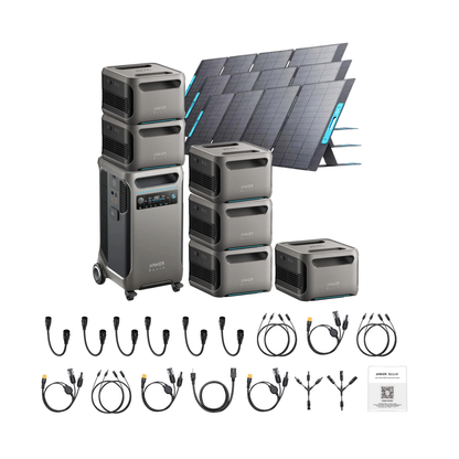 Anker SOLIX F3800 Portable Power Station +6 x  Expansion Battery + 3 x 400W Portable Solar Panel Inclusions