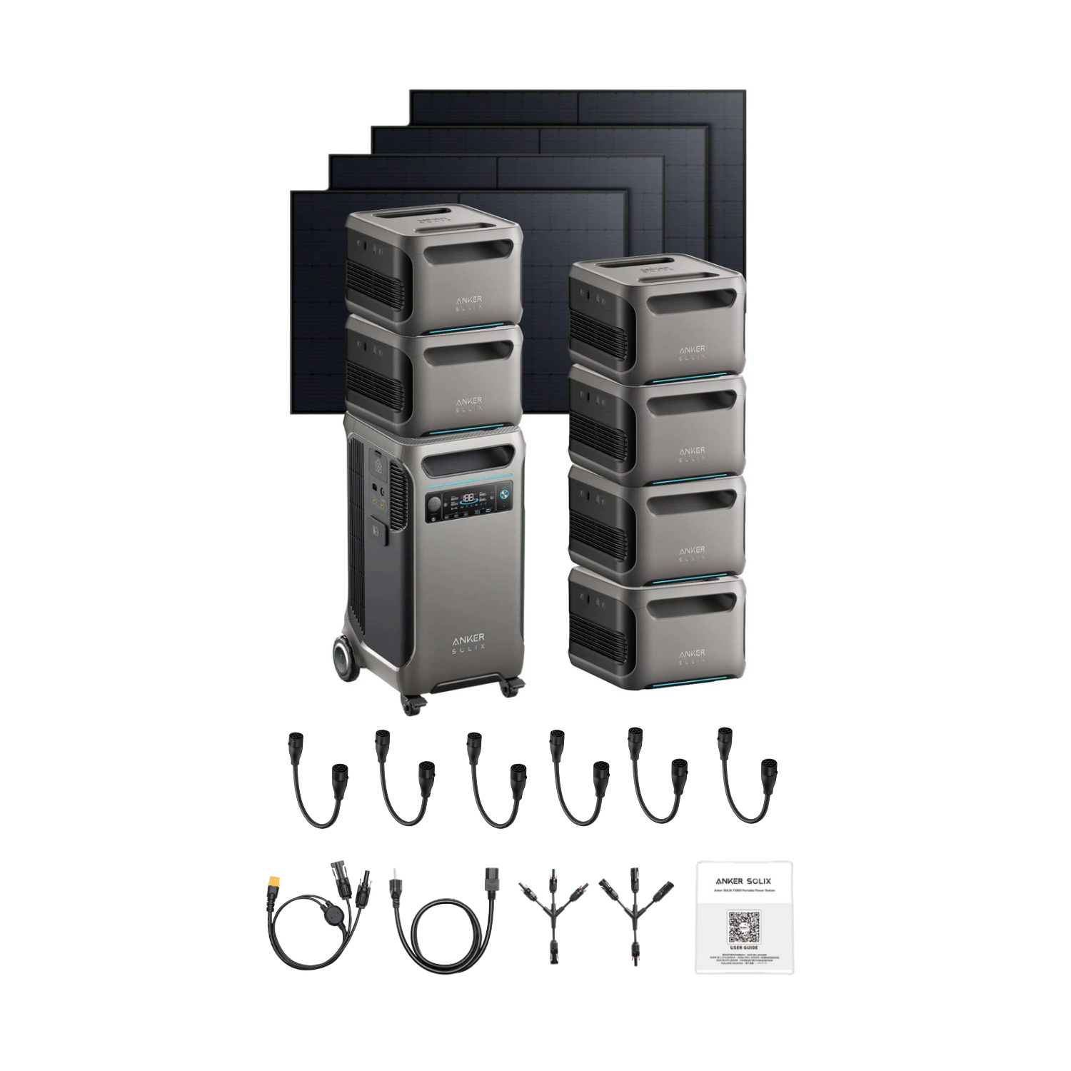 Anker SOLIX F3800 Portable Power Station +6 x  Expansion Battery + 4x 410W Rigid Solar Panel Inclusions