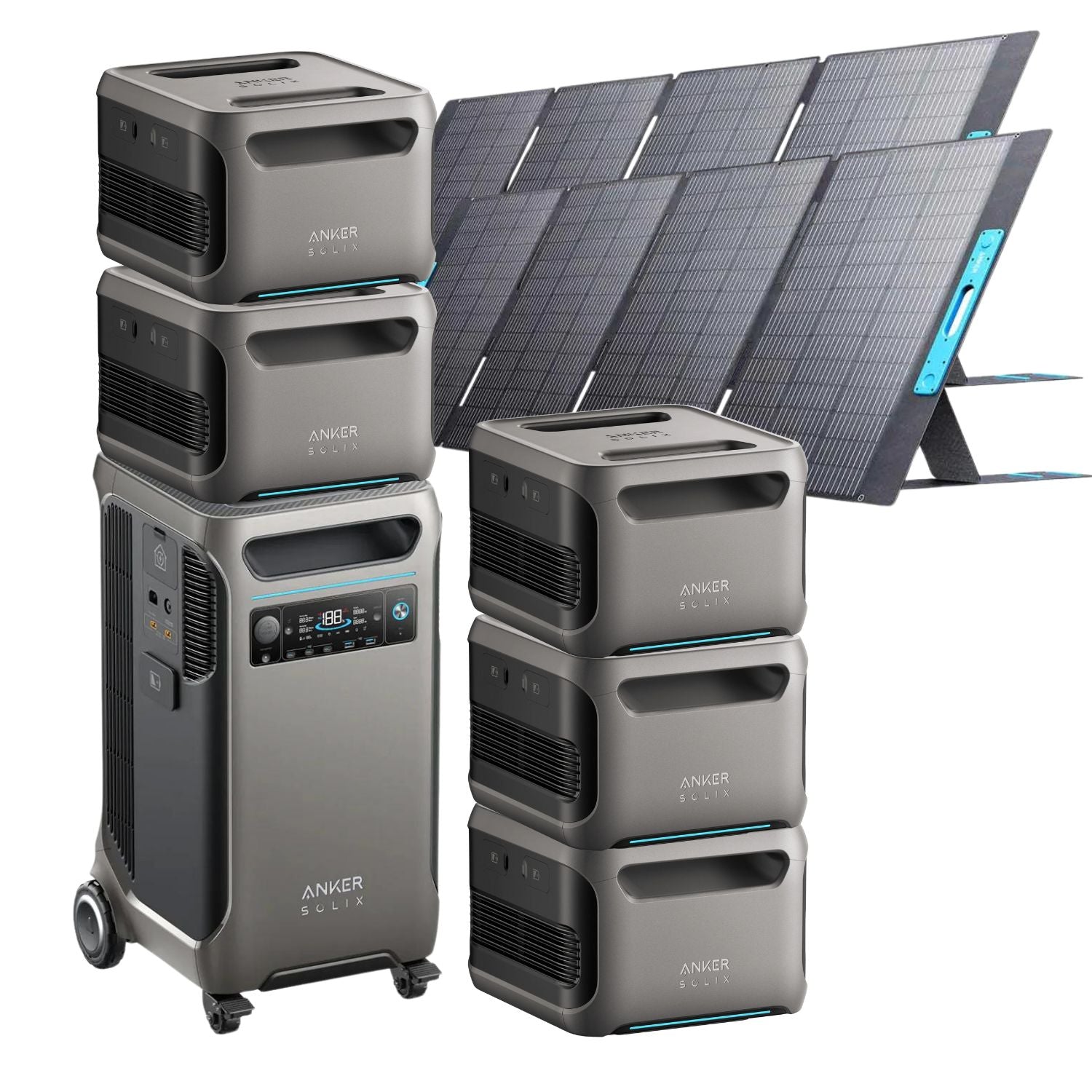 Anker SOLIX F3800 with 5 Expansion Battery and 2 400W Solar Panels