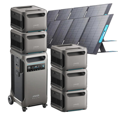Anker SOLIX F3800 with 5 Expansion Battery and 2 400W Solar Panels