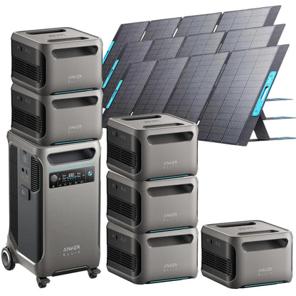 Anker SOLIX F3800 with 6 Expansion Battery and 3 400W Solar Panels