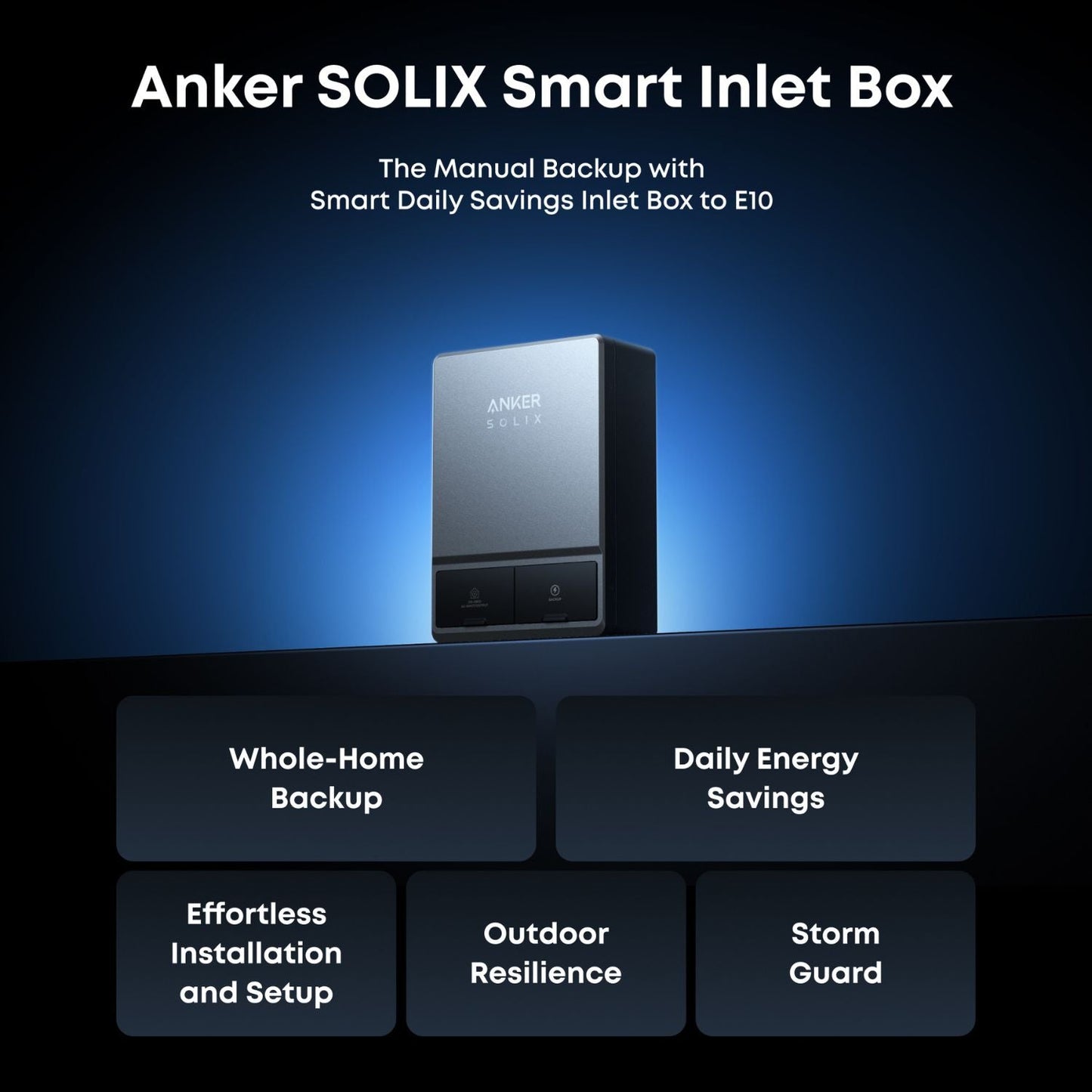Anker SOLIX Smart Inlet Box  - The manual backup with smart daily savings inlet box to E10