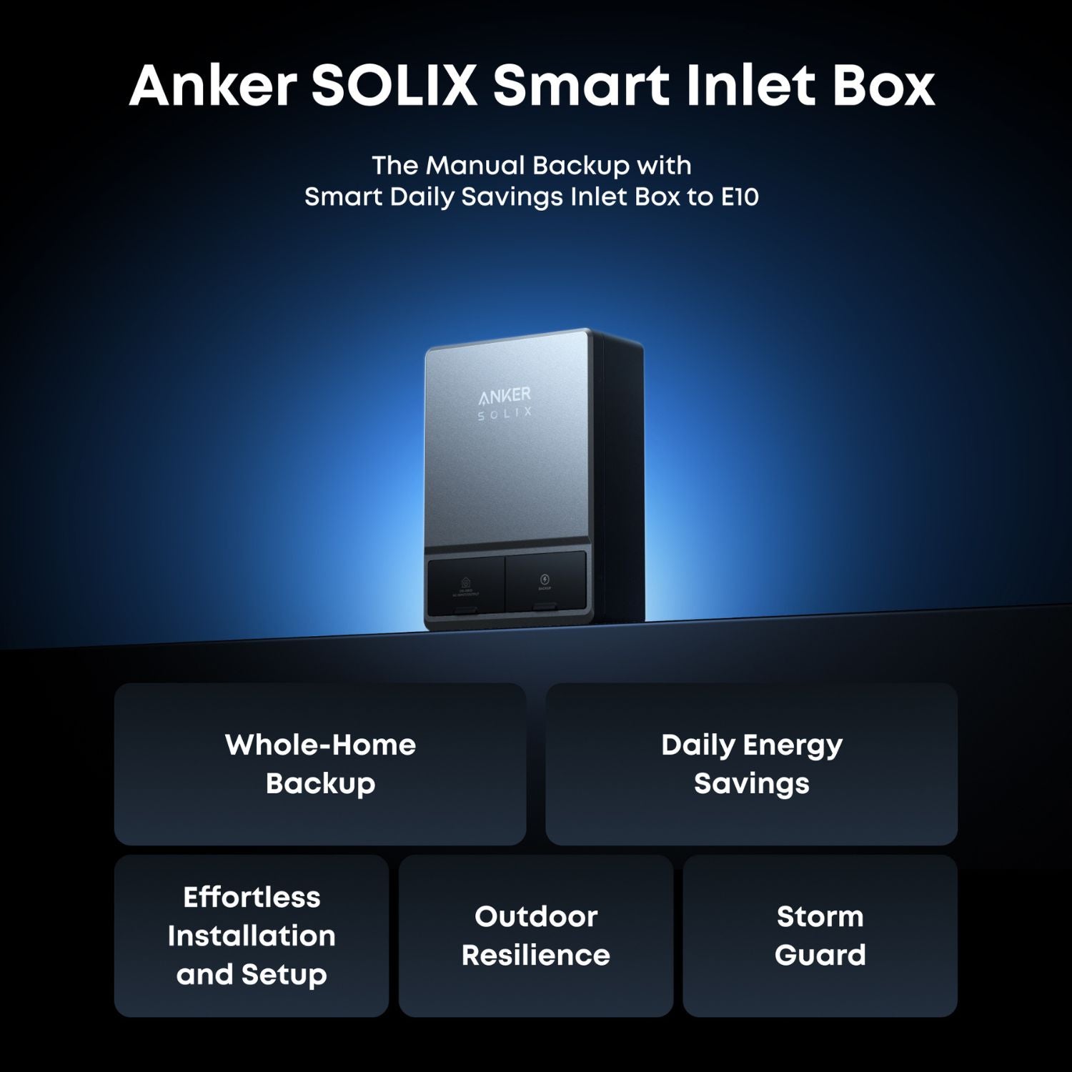 Anker SOLIX Smart Inlet Box  - The manual backup with smart daily savings inlet box to E10