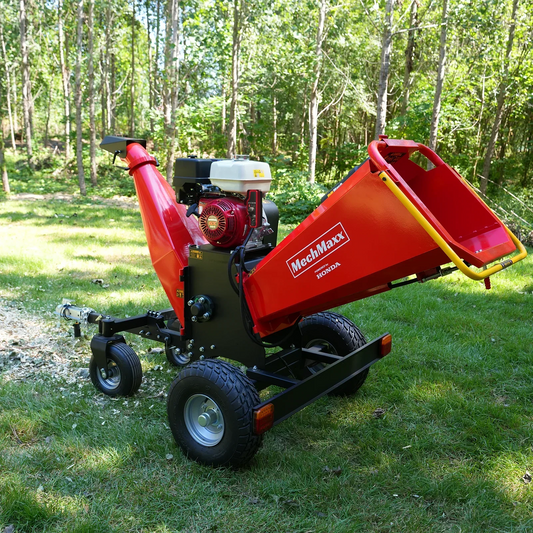 MechMaxx B150 Wood Chipper 6" Honda Electric Start Gas Powered 4-Wheel Drum with Taillight New
